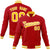 Custom Red-Gold-White Bomber Full-Snap Varsity Letterman Jacket