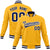 Custom Yellow- Navy-White Bomber Full-Snap Varsity Letterman Jacket