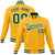 Custom Yellow- Kelly-Green White Bomber Full-Snap Varsity Letterman Jacket