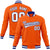 Custom Orange-White-Purple Bomber Full-Snap Varsity Letterman Jacket