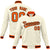 Custom Cream- Orange-Black Bomber Full-Snap Varsity Letterman Jacket