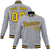 Custom Gray- Yellow-Navy Bomber Full-Snap Varsity Letterman Jacket