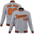 Custom Gray- Orange-Black Bomber Full-Snap Varsity Letterman Jacket