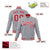 Custom Gray- Red-White Bomber Full-Snap Varsity Letterman Jacket