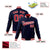 Custom Navy- Red-White Bomber Full-Snap Varsity Letterman Jacket