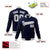 Custom Navy- Gray-White Bomber Full-Snap Varsity Letterman Jacket