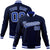 Custom Navy- Royal Blue- White Bomber Full-Snap Varsity Letterman Jacket