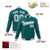 Custom Aqua- Gray- White Bomber Full-Snap Varsity Letterman Jacket