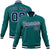 Custom Aqua-Navy- White Bomber Full-Snap Varsity Letterman Jacket