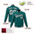 Custom Aqua-White-Black Bomber Full-Snap Varsity Letterman Jacket