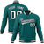 Custom Aqua-White-Black Bomber Full-Snap Varsity Letterman Jacket