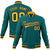 Custom Aqua- Yellow-Black Bomber Full-Snap Varsity Letterman Jacket