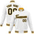 Custom White Black Gold Bomber Full-Snap Varsity Letterman Jacket