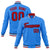 Custom Electric Blue Red-Black Bomber Full-Snap Varsity Letterman Jacket