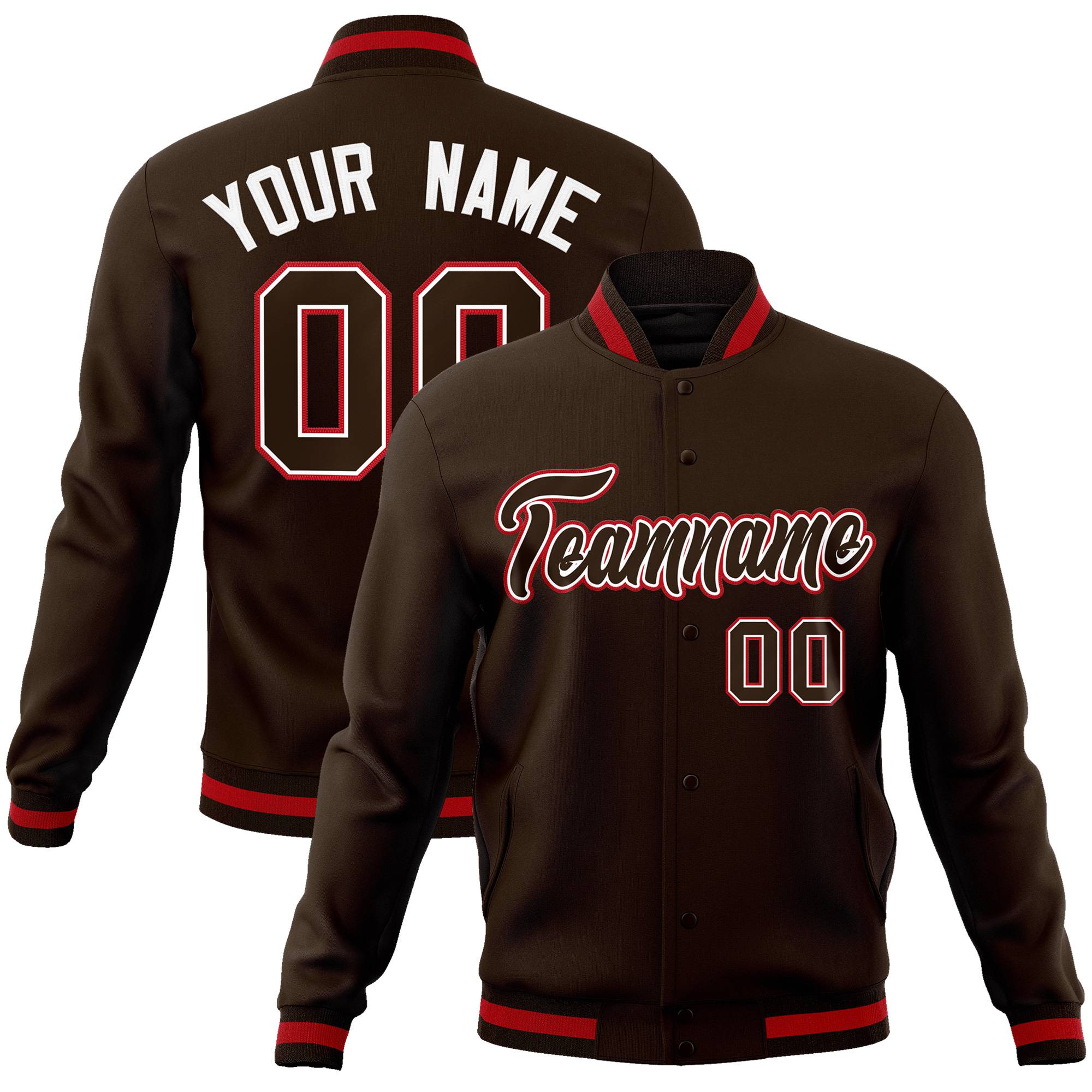 Custom Olive White Bay-Orange Bomber Full-Snap Varsity Letterman Jacket