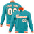 Custom Aqua White Orange Bomber Full-Snap Varsity Letterman Jacket