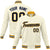 Custom Cream Navy Gold Bomber Full-Snap Varsity Letterman Jacket