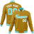 Custom Brown Aqua White Bomber Full-Snap Varsity Letterman Jacket