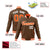 Custom Brown Orange White Bomber Full-Snap Varsity Letterman Jacket