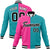 Custom Pink Aqua Black-White Bomber Full-Snap Varsity Letterman Split Fashion Jacket