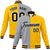 Custom Gray Yellow Black Bomber Full-Snap Varsity Letterman Split Fashion Jacket