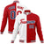 Custom White Red Purple Bomber Full-Snap Varsity Letterman Split Fashion Jacket