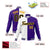 Custom White Yellow Purple Bomber Full-Snap Varsity Letterman Split Fashion Jacket