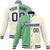 Custom Green Cream Navy Bomber Full-Snap Varsity Letterman Split Fashion Jacket