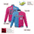 Custom Light-Blue Pink Navy Bomber Full-Snap Varsity Letterman Split Fashion Jacket