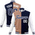 Custom Brown Navy-White Bomber Full-Snap Varsity Letterman Split Fashion Jacket