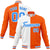 Custom White Light-Blue Orange Bomber Full-Snap Varsity Letterman Split Fashion Jacket