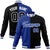 Custom Thunder-Blue Gray Black Bomber Full-Snap Varsity Letterman Split Fashion Jacket