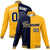 Custom Navy White Yellow Bomber Full-Snap Varsity Letterman Split Fashion Jacket