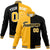 Custom Yellow White Black Bomber Full-Snap Varsity Letterman Split Fashion Jacket