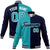 Custom Aqua White Navy Bomber Full-Snap Varsity Letterman Split Fashion Jacket