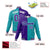 Custom Purple White Aqua Bomber Full-Snap Varsity Letterman Split Fashion Jacket