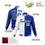 Custom White Thunder-Blue White Bomber Full-Snap Varsity Letterman Split Fashion Jacket