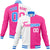 Custom White Pink Ligth-Blue Bomber Full-Snap Varsity Letterman Split Fashion Jacket