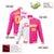 Custom White Pink Gold Bomber Full-Snap Varsity Letterman Split Fashion Jacket