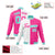 Custom White Pink Aqua Bomber Full-Snap Varsity Letterman Split Fashion Jacket