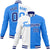 Custom White Sky-Blue Blue Bomber Full-Snap Varsity Letterman Split Fashion Jacket