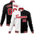 Custom White Black Red Bomber Full-Snap Varsity Letterman Split Fashion Jacket