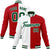 Custom White Red Kelly-Green Bomber Full-Snap Varsity Letterman Split Fashion Jacket