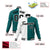 Custom White Aqua Black Bomber Full-Snap Varsity Letterman Split Fashion Jacket