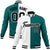 Custom White Aqua Black Bomber Full-Snap Varsity Letterman Split Fashion Jacket