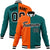 Custom Orange Aqua Black-White Bomber Full-Snap Varsity Letterman Split Fashion Jacket