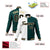 Custom White Midnight-Green Black Bomber Full-Snap Varsity Letterman Split Fashion Jacket