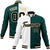 Custom White Midnight-Green Black Bomber Full-Snap Varsity Letterman Split Fashion Jacket