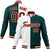 Custom White Midnight-Green Burgundy Bomber Full-Snap Varsity Letterman Split Fashion Jacket