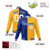 Custom Thunder-Blue Yellow White Bomber Full-Snap Varsity Letterman Split Fashion Jacket